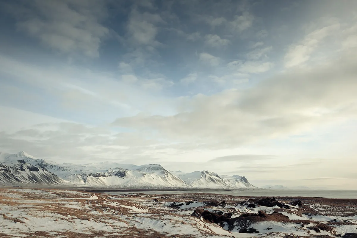 Paysage hivernal dans les fjords d'Islande